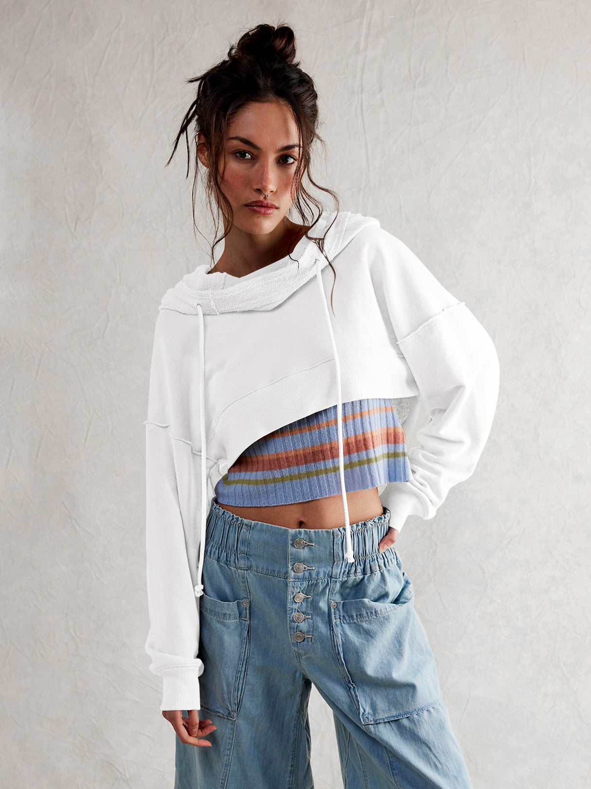 Sweat-shirt court décontracté pour femme avec poche kangourou Berg-Feldt