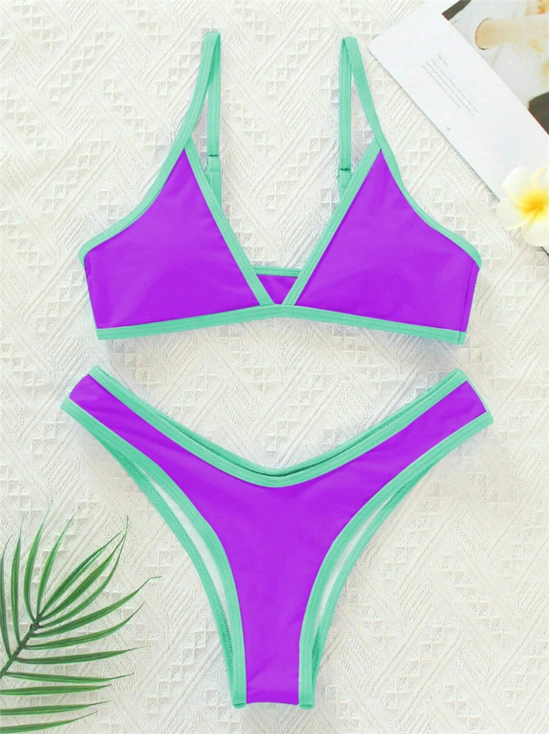 Berg-Feldt Ensemble Bikini Triangle pour Femme avec Détails Contrastés