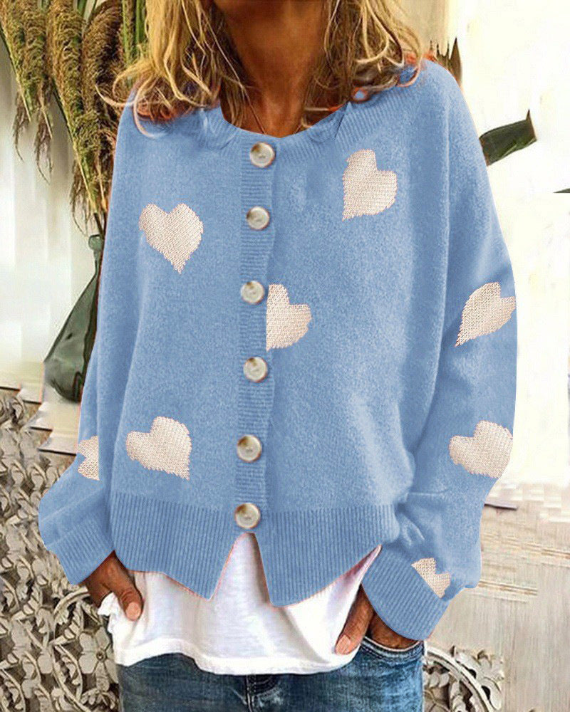 Dames cardigan douillet en maille avec motif cœur Berg-Feldt