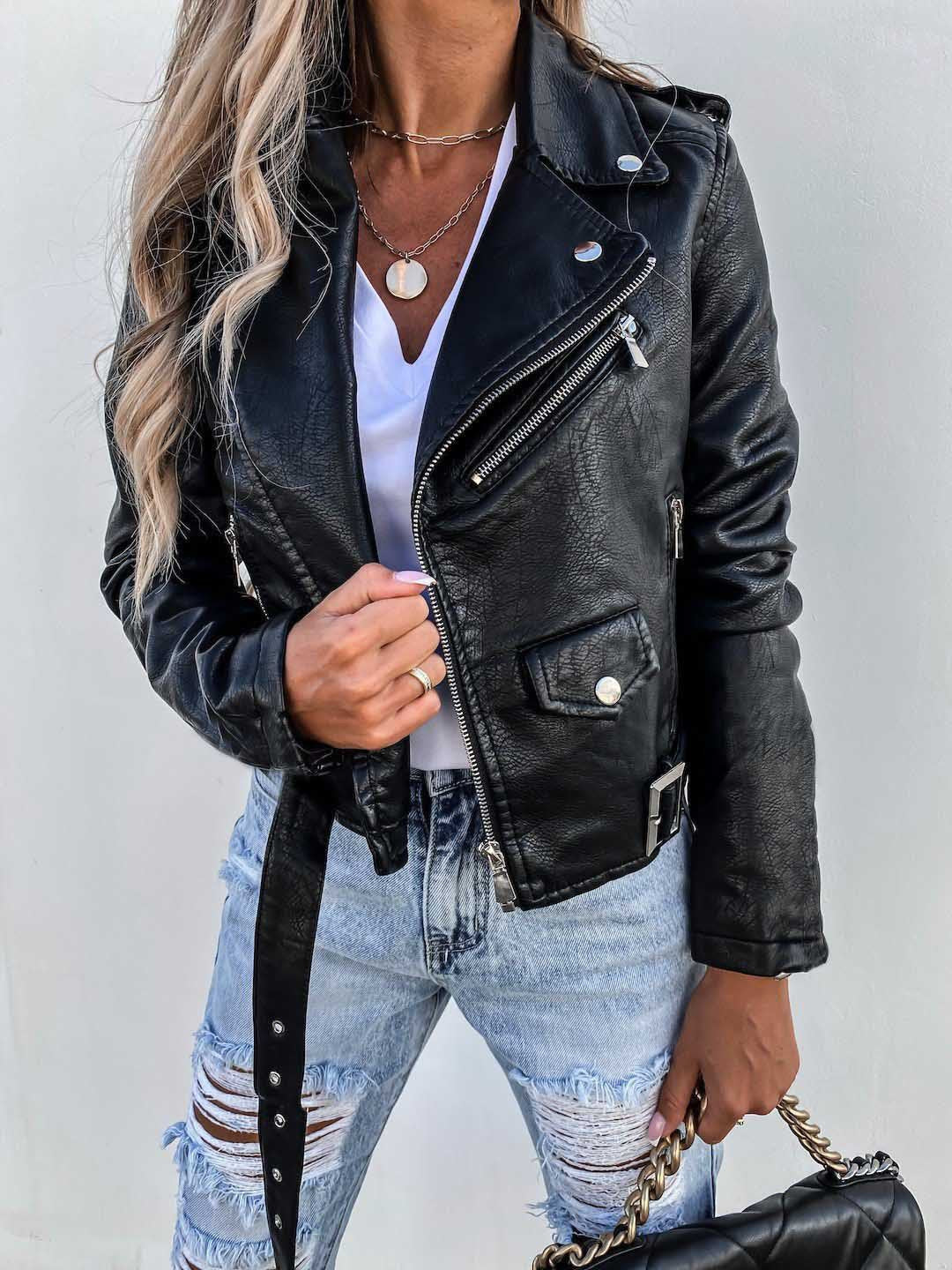 Blouson motard en similicuir Berg-Feldt pour femmes