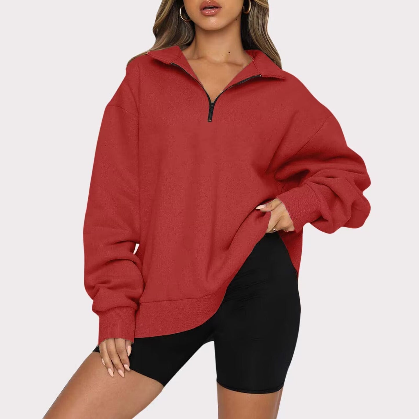 Bequemer Damen-Pullover mit Reißverschluss, Oversized, berg-feldt