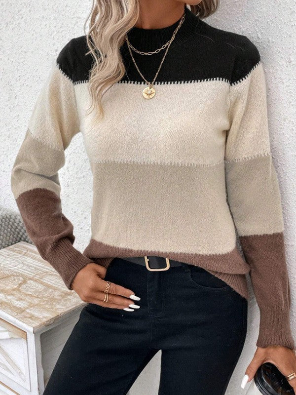 Pull en tricot à col rond pour femme avec combinaisons de couleurs modernes Berg-Feldt