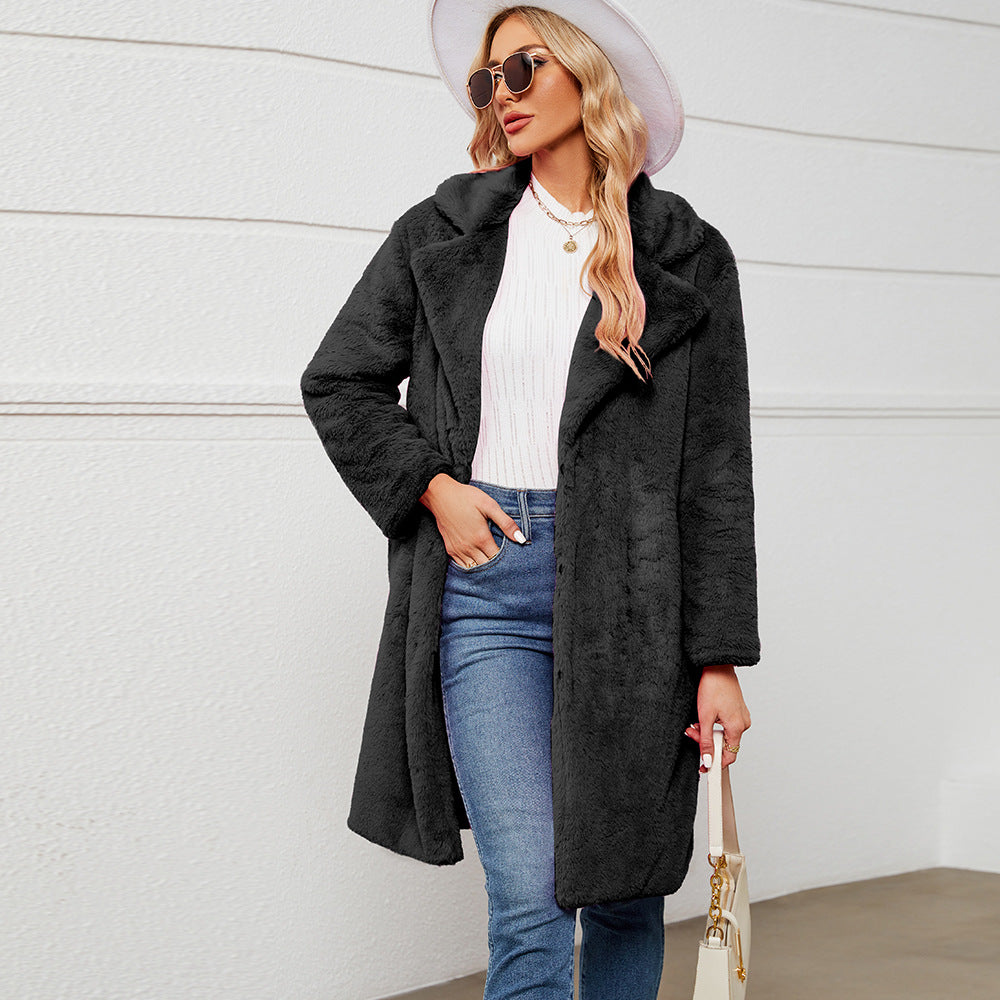 Manteau élégant en fausse fourrure avec col profond Berg-Feldt pour femme