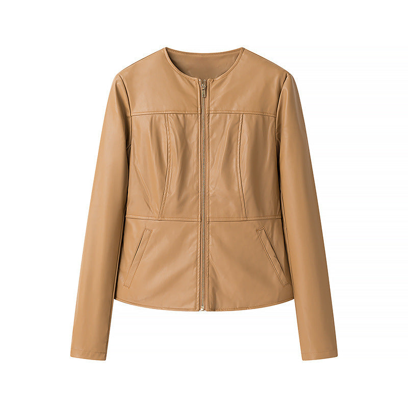 Blouson de motard femme en similicuir avec fermeture éclair et poches, par berg-feldt