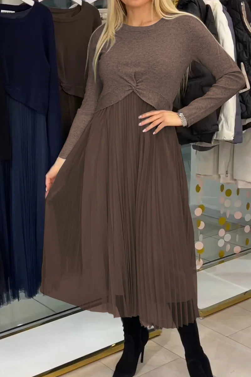 Robe midi plissée et élégante pour femme avec nœud, de berg-feldt