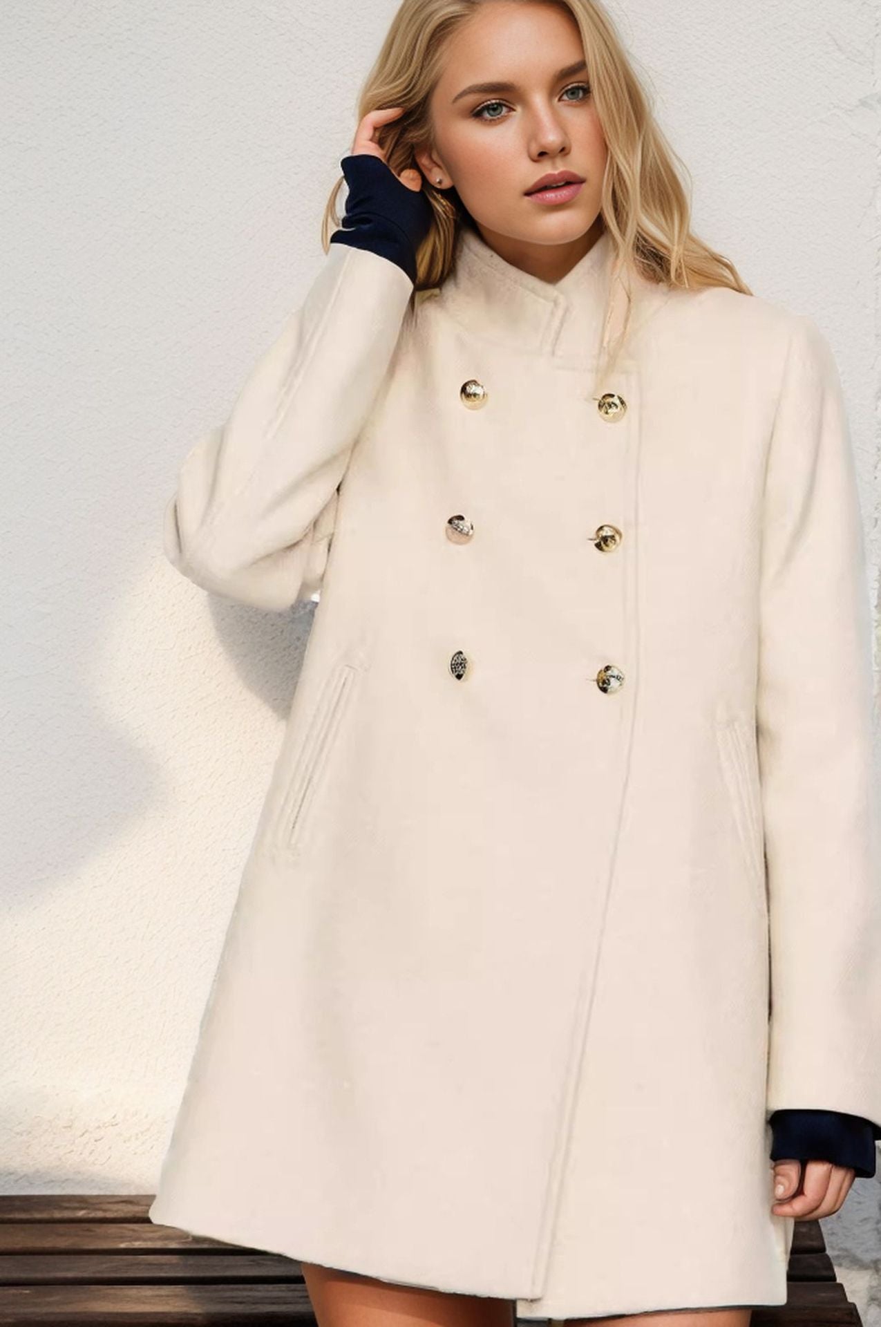 Manteau court tendance pour femme avec double boutonnage et col montant élégant Berg-Feldt