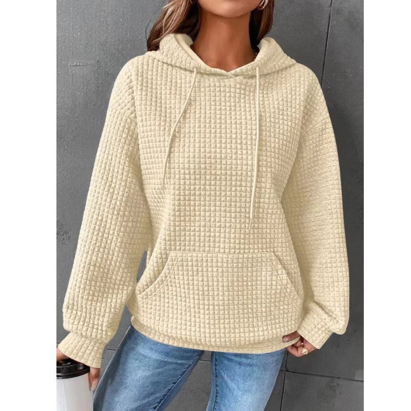 Sweat à capuche gaufré pour femme avec poche kangourou et coupe décontractée Berg-Feldt