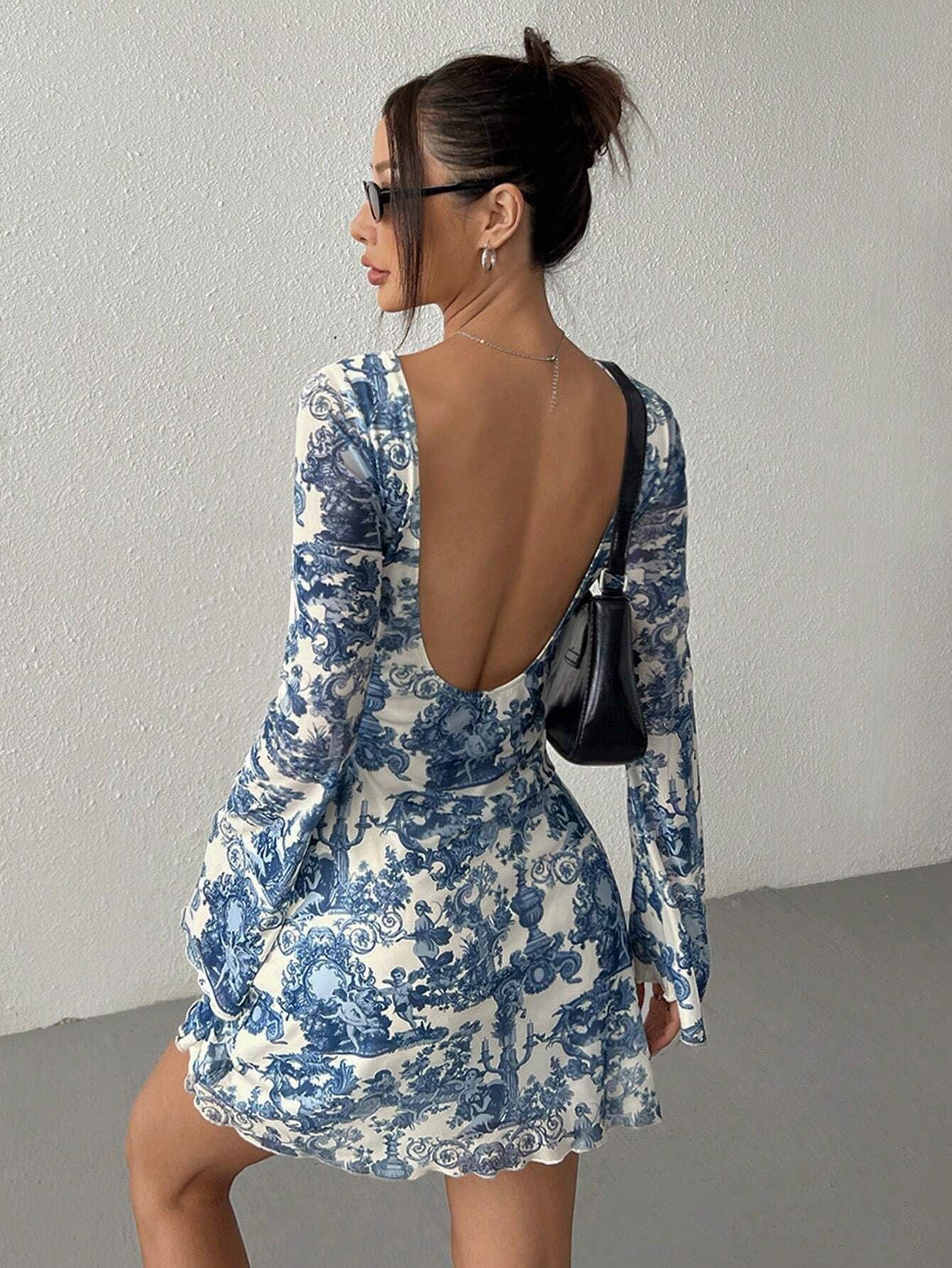 Mini-robe dos nu élégante imprimée Berg-Feldt pour femmes