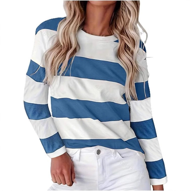 Damen-T-shirt à manches longues décontracté et rayé Berg-Feldt
