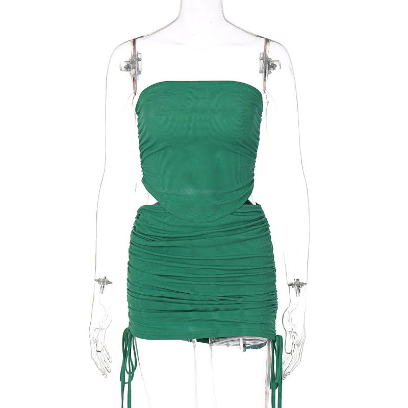 Kurzes Damen-Röhrenkleid mit eleganten Rüschen und elastischen Schnürungen von berg-feldt