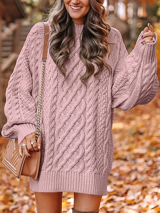 Women's chunky knit sweater with voluminous sleeves and decorative cable pattern Berg-Feldt