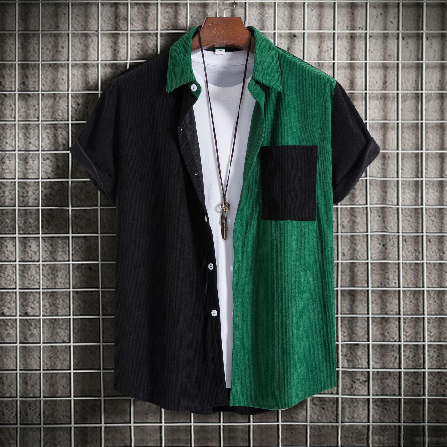 Chemise à manches courtes pour homme avec textures variées et design moderne Berg-Feldt