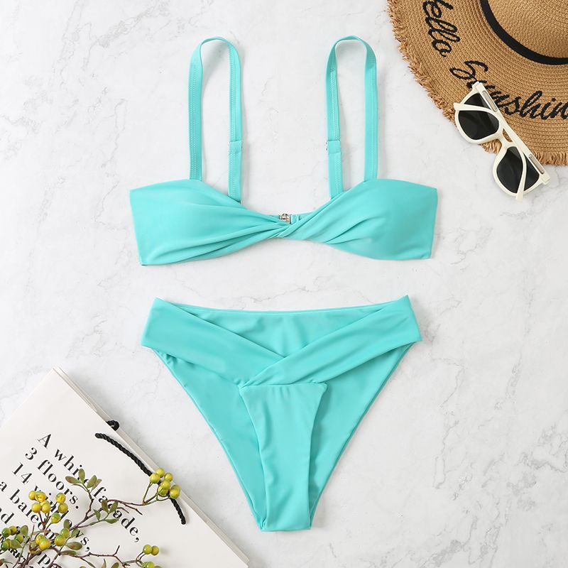 Ensemble de bikini pour femme - Haut torsadé - Motif montagnard
