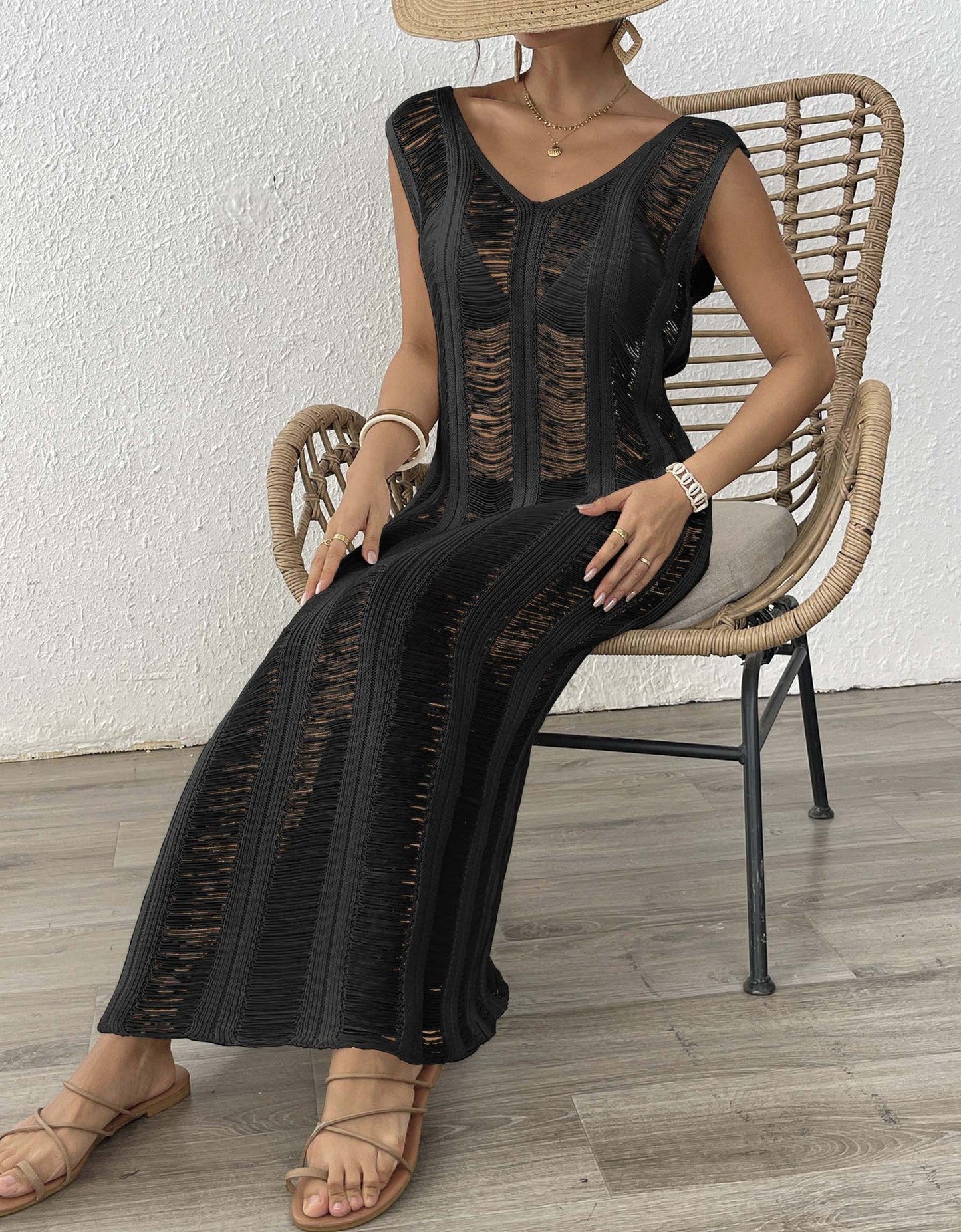 Berg-Feldt Women's Sheer Crochet Maxi Dress