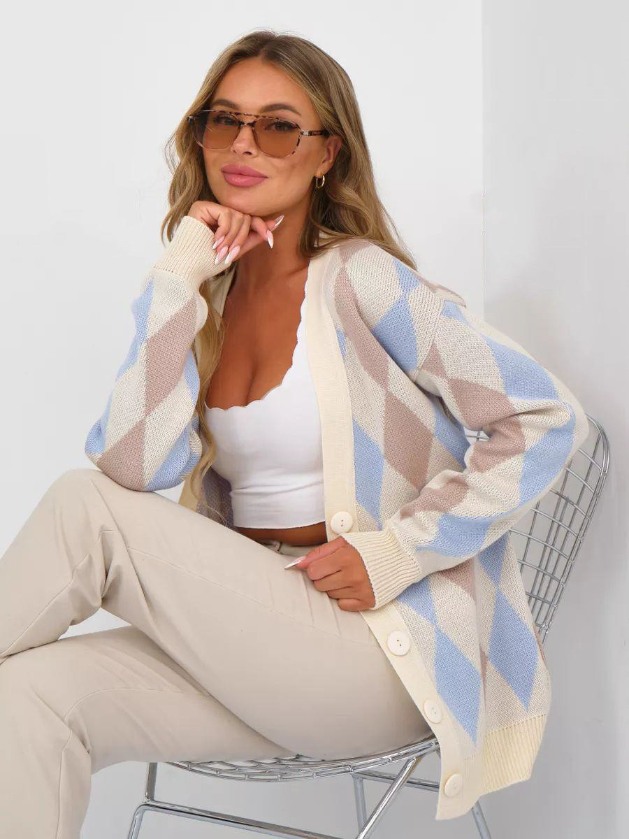 Gilet femme Berg-Feldt boutonné à motif losanges
