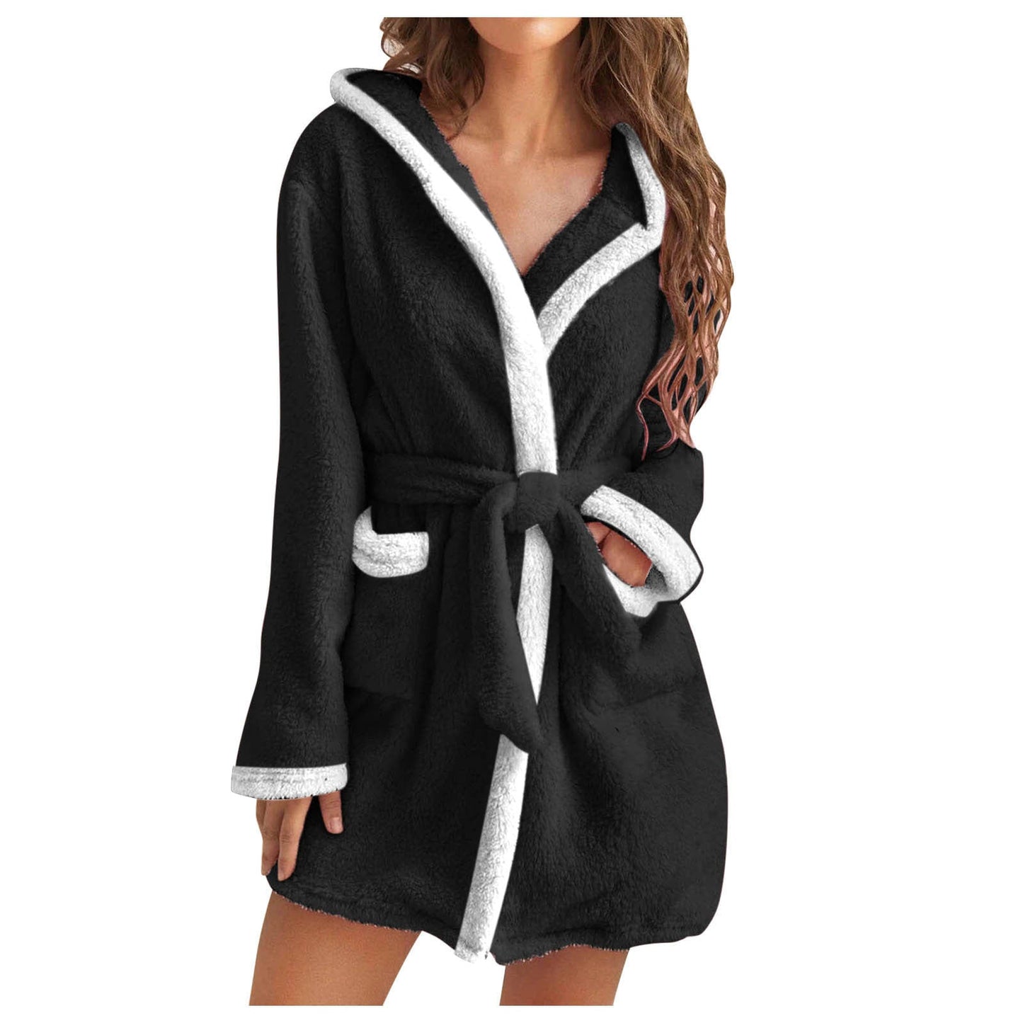 Damen Kuscheliger Bademantel mit weichem Sherpa-Futter und praktischen Taschen Berg-Feldt