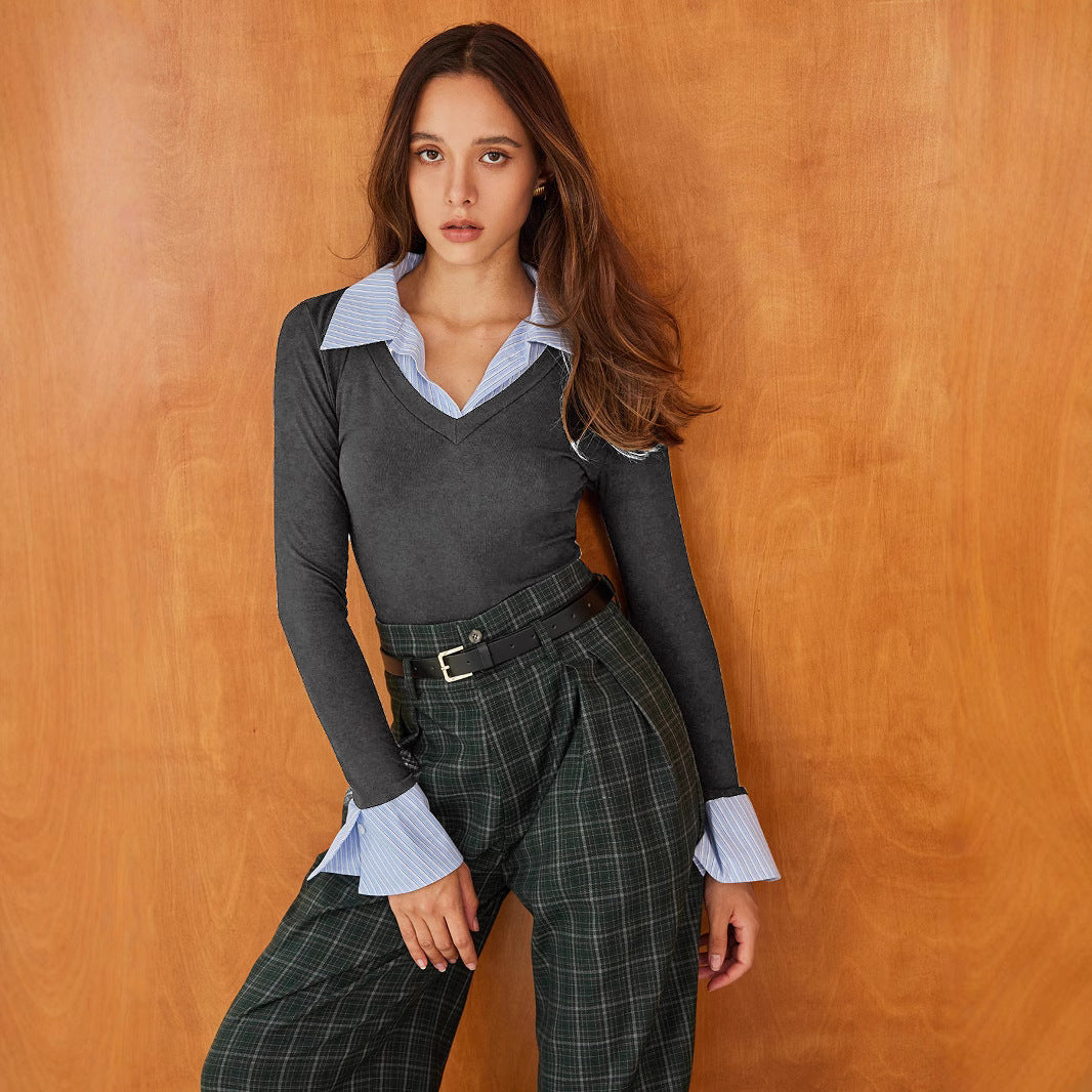 Berg-Feldt Robe Chemisier Femme Col V