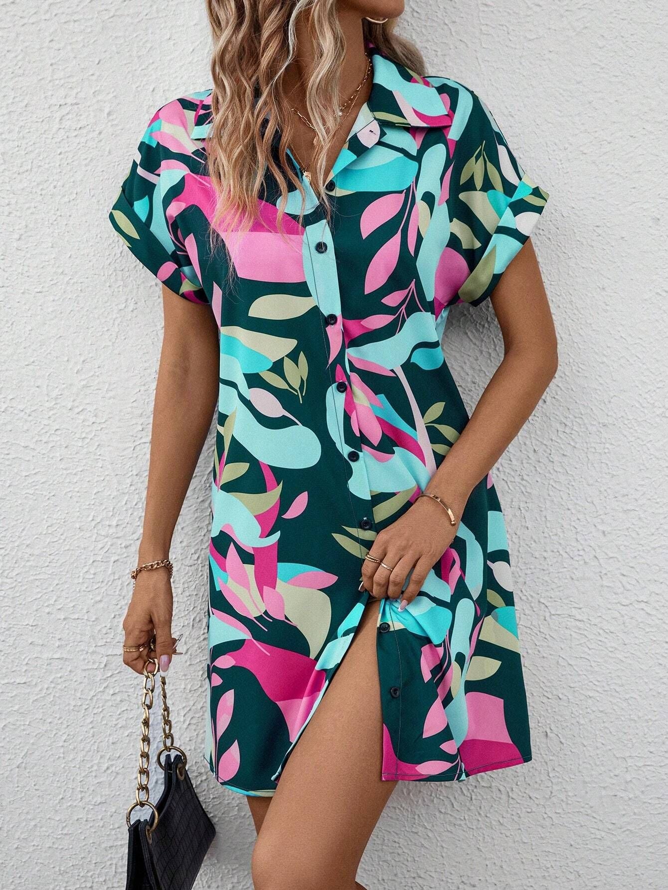 Robe chemise pour femme à motif floral audacieux de berg-feldt