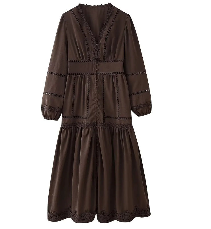 Robe midi à manches longues brodée Berg-Feldt pour femme