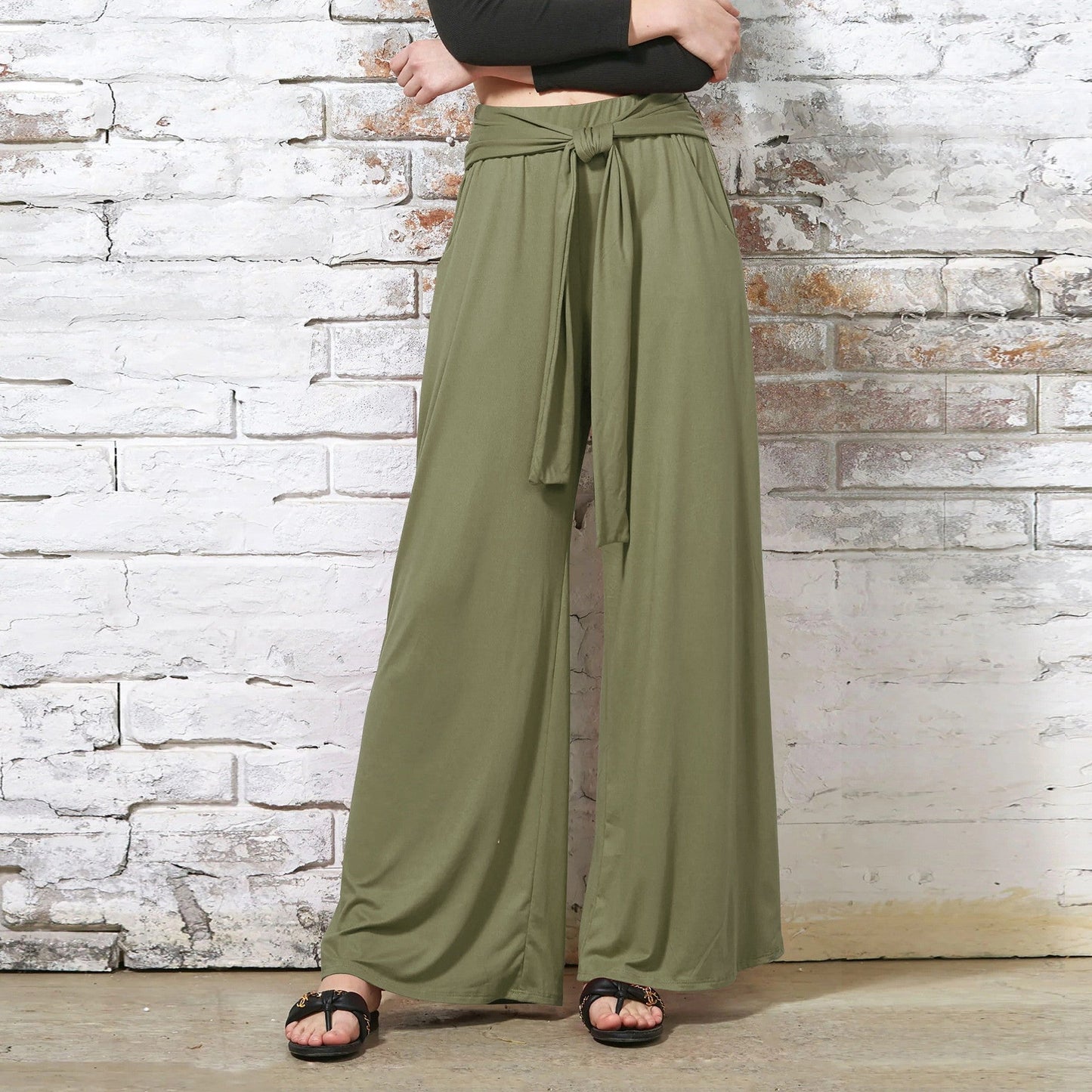 Pantalon palazzo élégant pour femmes avec ceinture large à nouer de berg-feldt