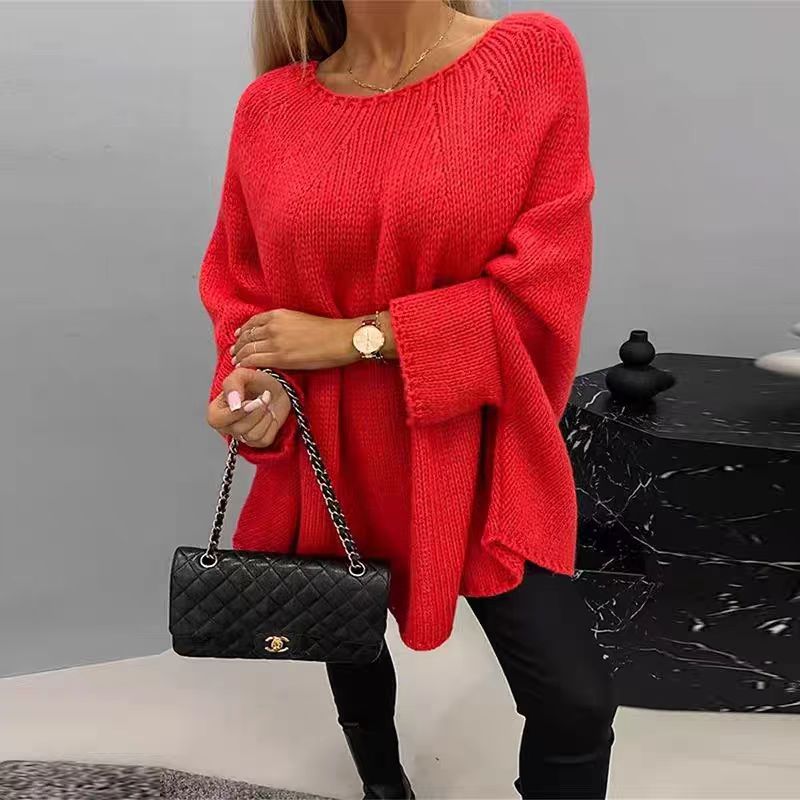 Poncho tricoté ample pour femme avec manches chauve-souris Berg-Feldt