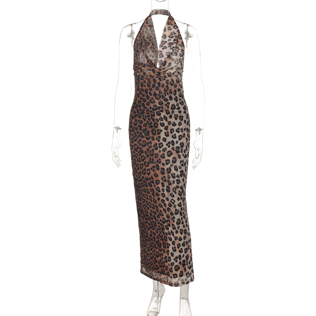 Elegantes Maxikleid für Damen mit Leopardenmuster und tiefem V-Ausschnitt von berg-feldt