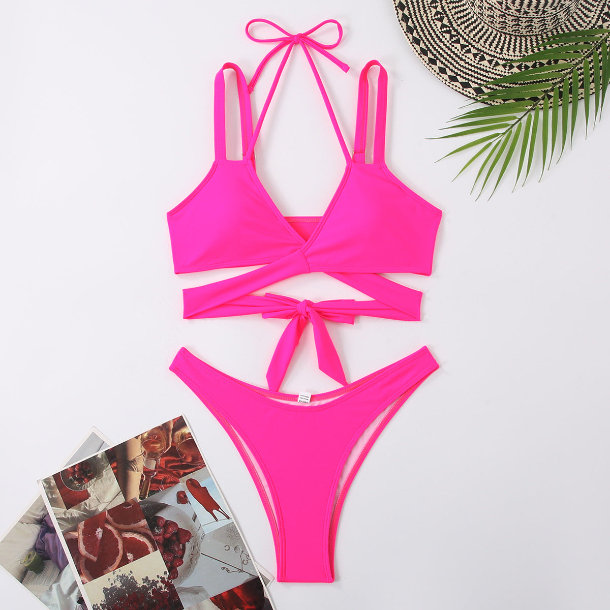 Ensemble de bikini crop pour femme, avec bretelles réglables et nœud, de berg-feldt