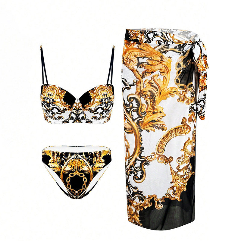 Elegantes Damen Bikini-Set mit Barockmuster und Sarong von berg-feldt