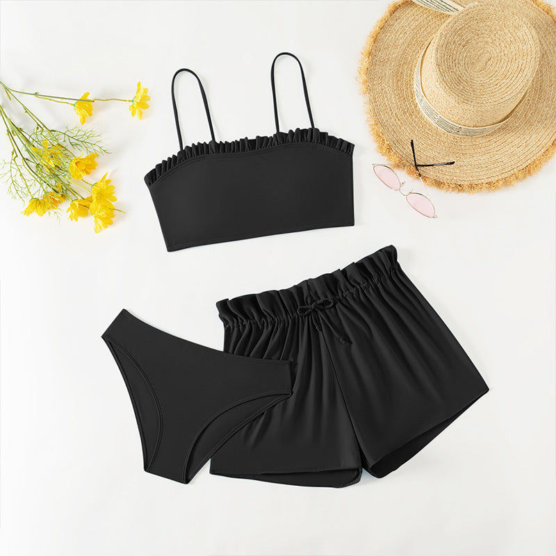 Ensemble bikini pour femme : Haut court à volants & short de berg-feldt