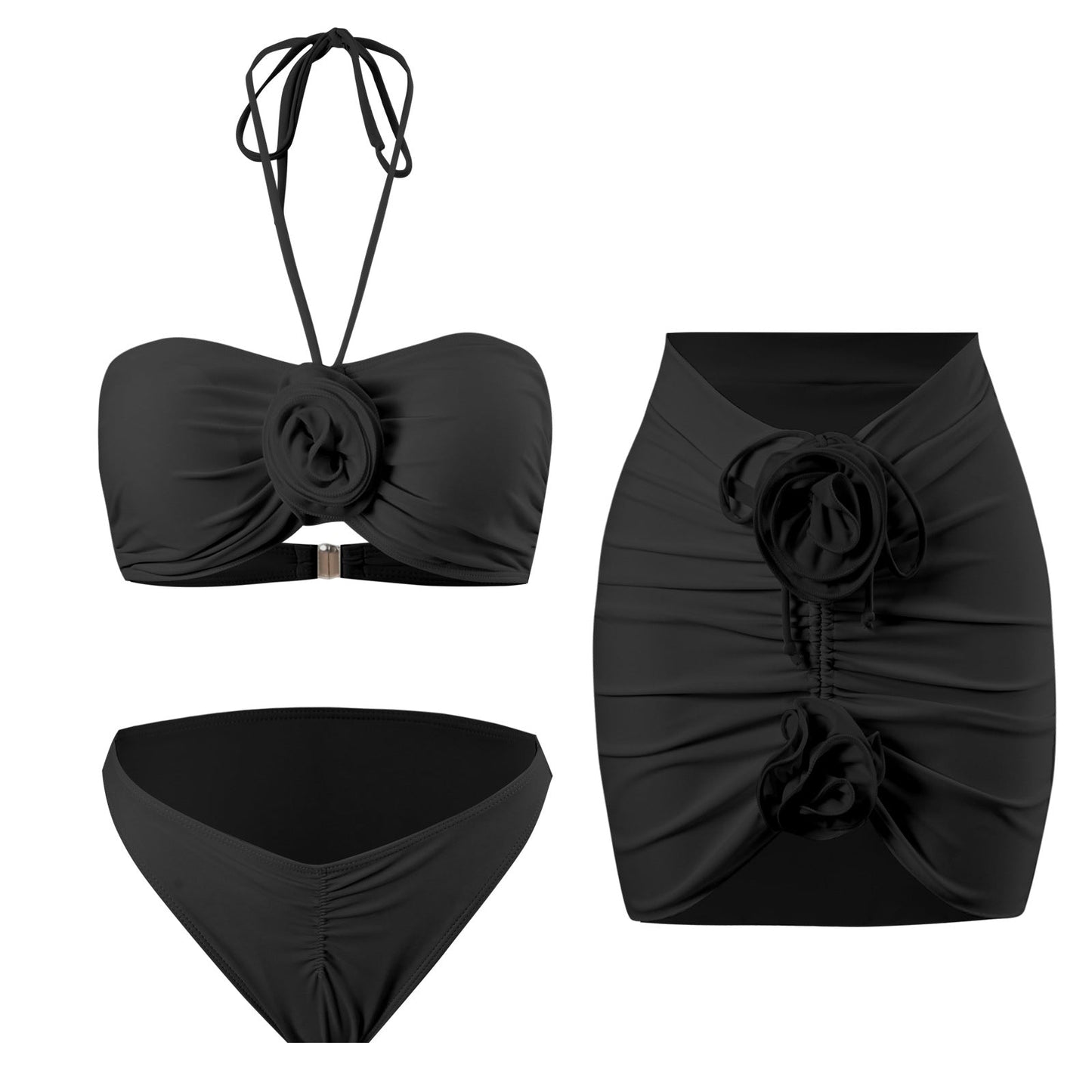 Ensemble de maillot de bain élégant pour femme avec fronces et motif floral, de berg-feldt