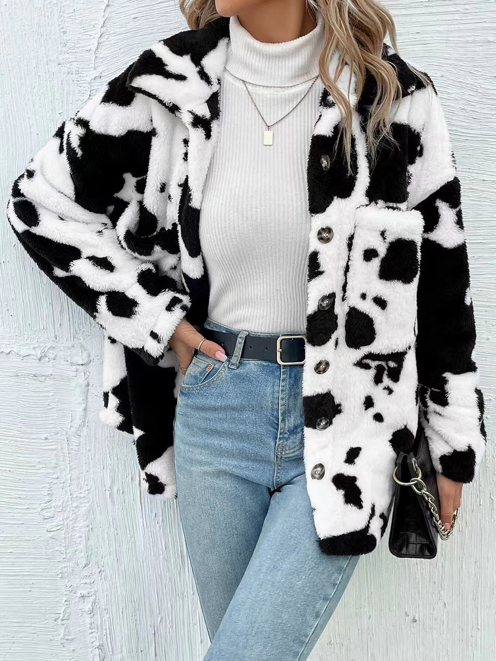 Berg-Feldt Blouson polaire douillet pour femme avec imprimé animalier tendance