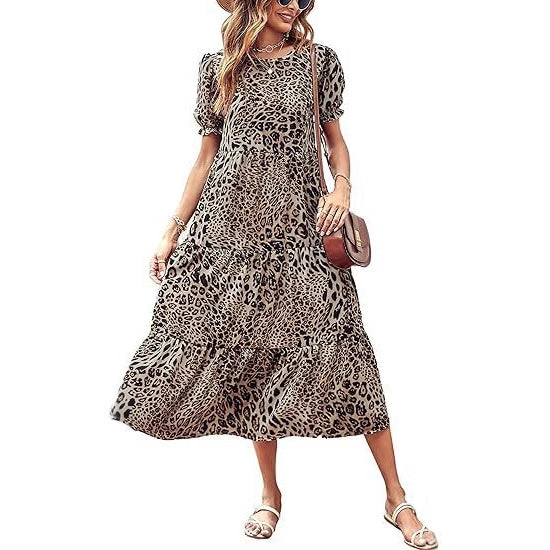 Robe mi-longue fleurie à manches larges pour femme de berg-feldt