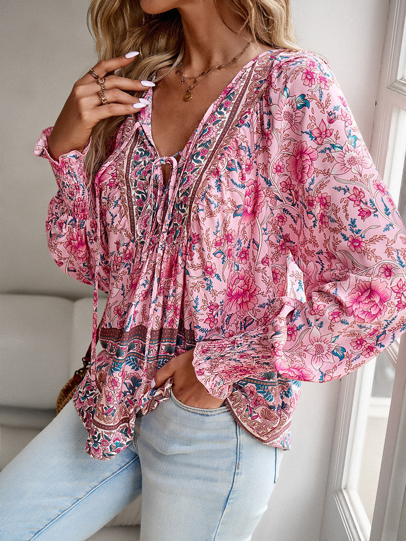 Blouse bohème pour femme à manches longues et volants élégants de berg-feldt