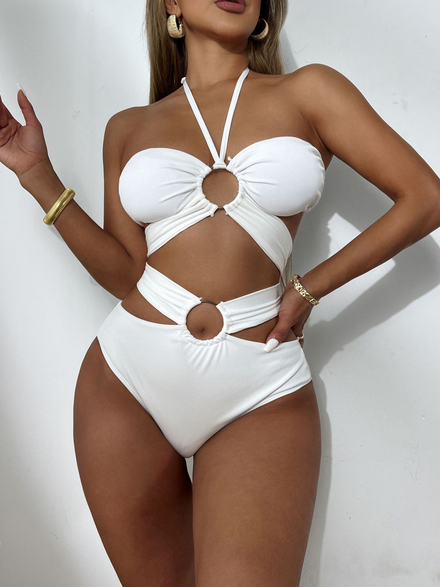 berg-feldt Maillot de Bain Femme Imprimé Léopard avec Découpes