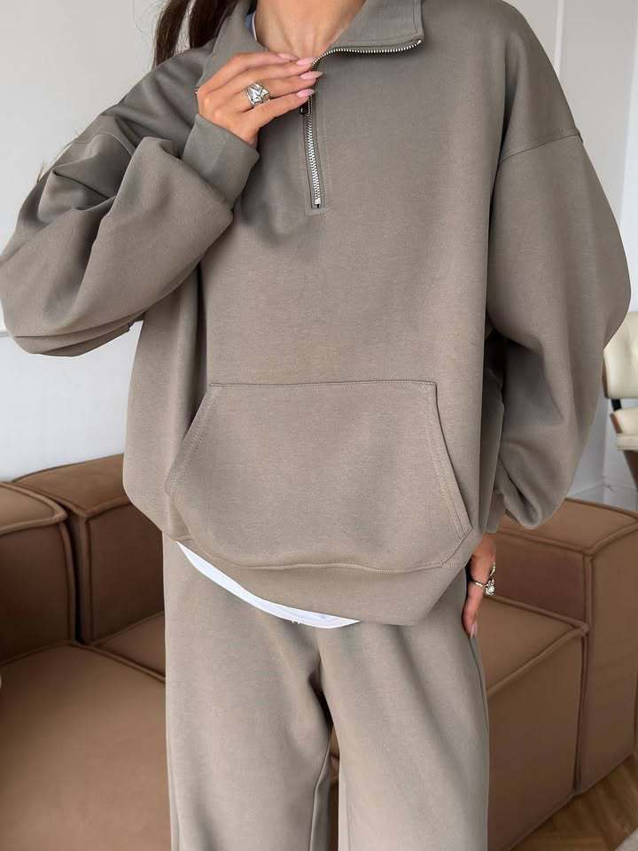 Berg-Feldt | Halbhals Pullover Sweatshirt und Weit Geschnittene Hose Zweiteiler Anzug