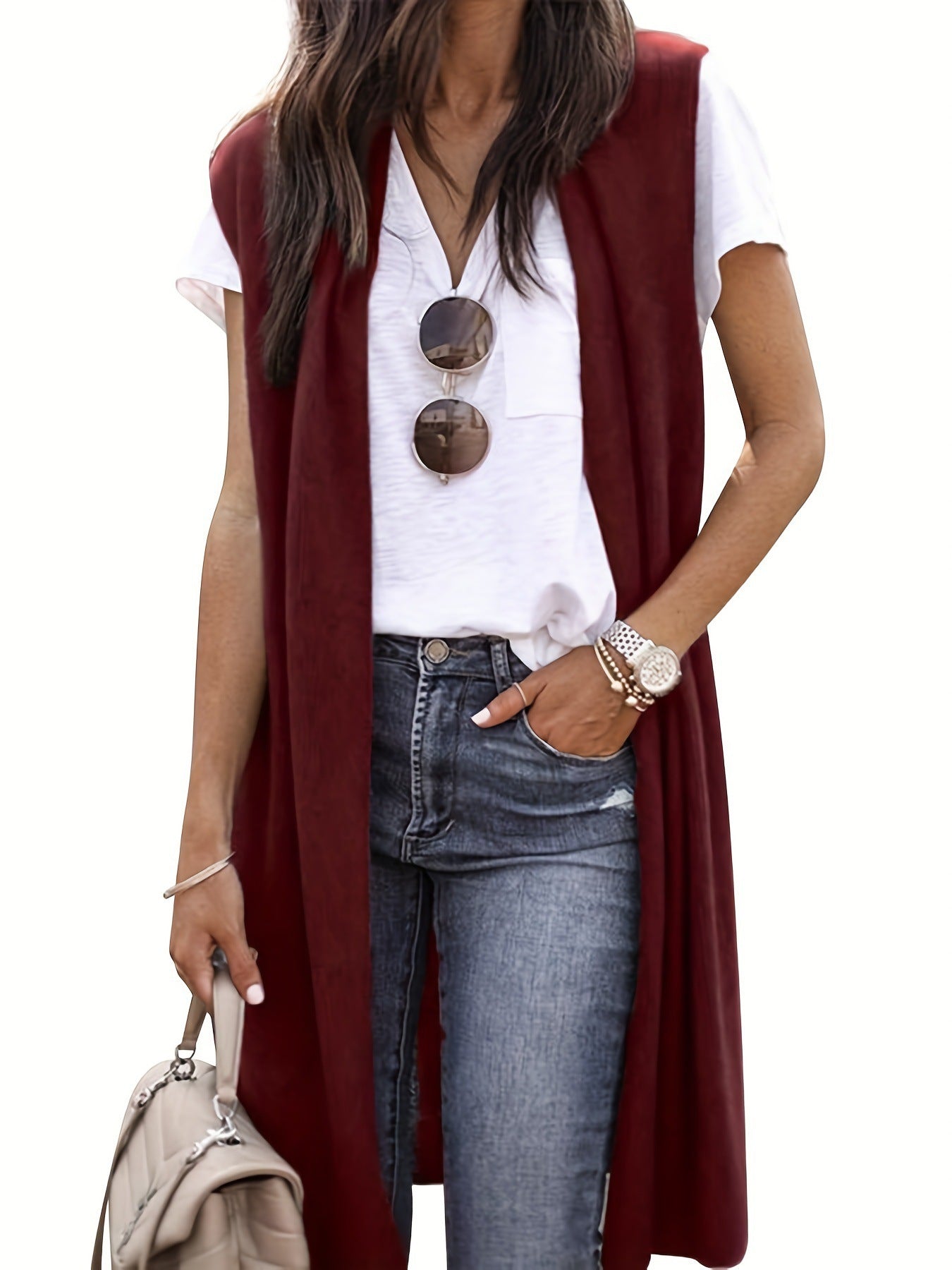 Cardigan long tricoté pour femme avec fentes latérales Berg-Feldt