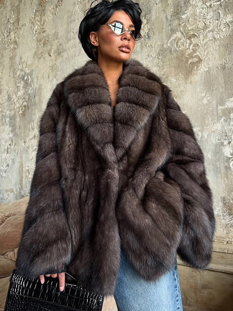 Damen Luxuriöse Kunstpelzjacke mit weitem Schnitt und modischen Details Berg-Feldt