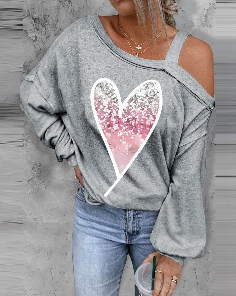 Pull ample décontracté pour femme avec motif cœur scintillant Berg-Feldt