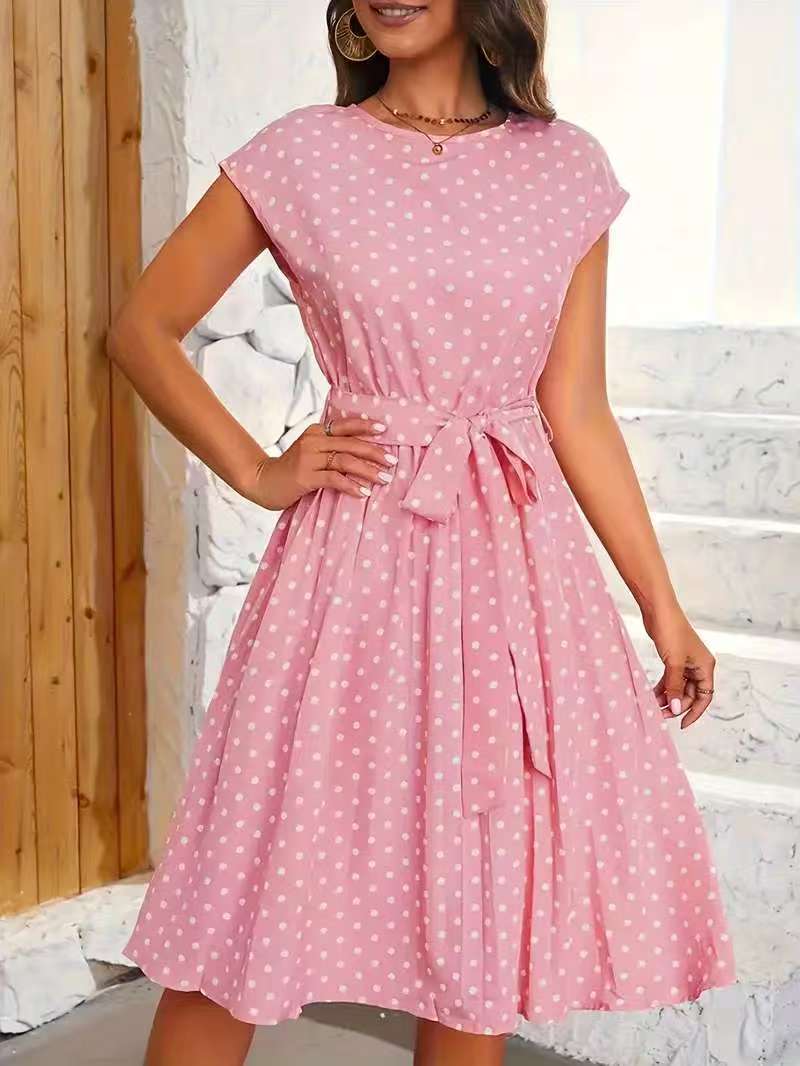 Robe mi-longue pour femme avec ceinture à nouer pour une silhouette cintrée et motif à pois ludique Berg-Feldt