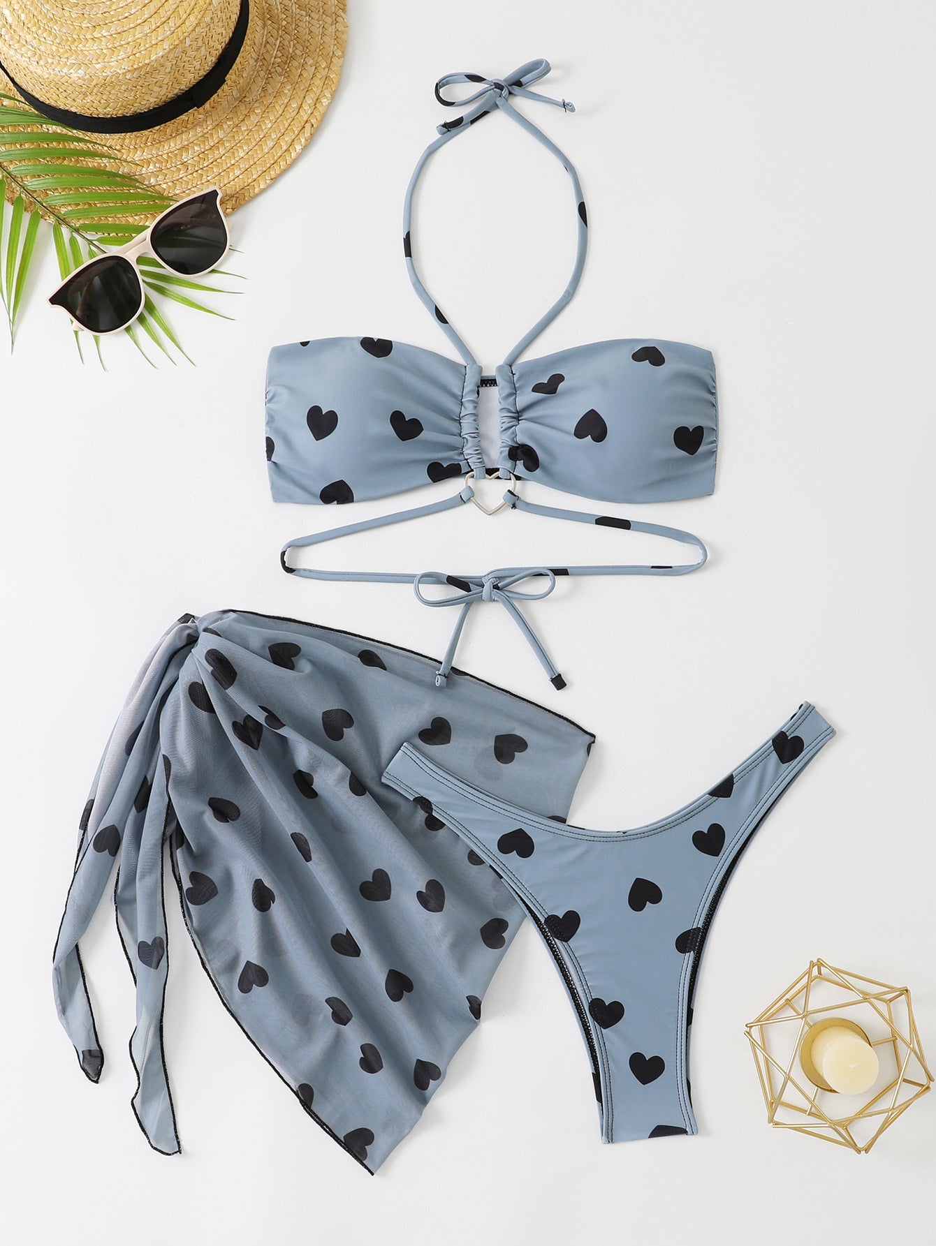 Haut et bas de bikini Berg-Feldt pour femme avec motif cœur et détails raffinés