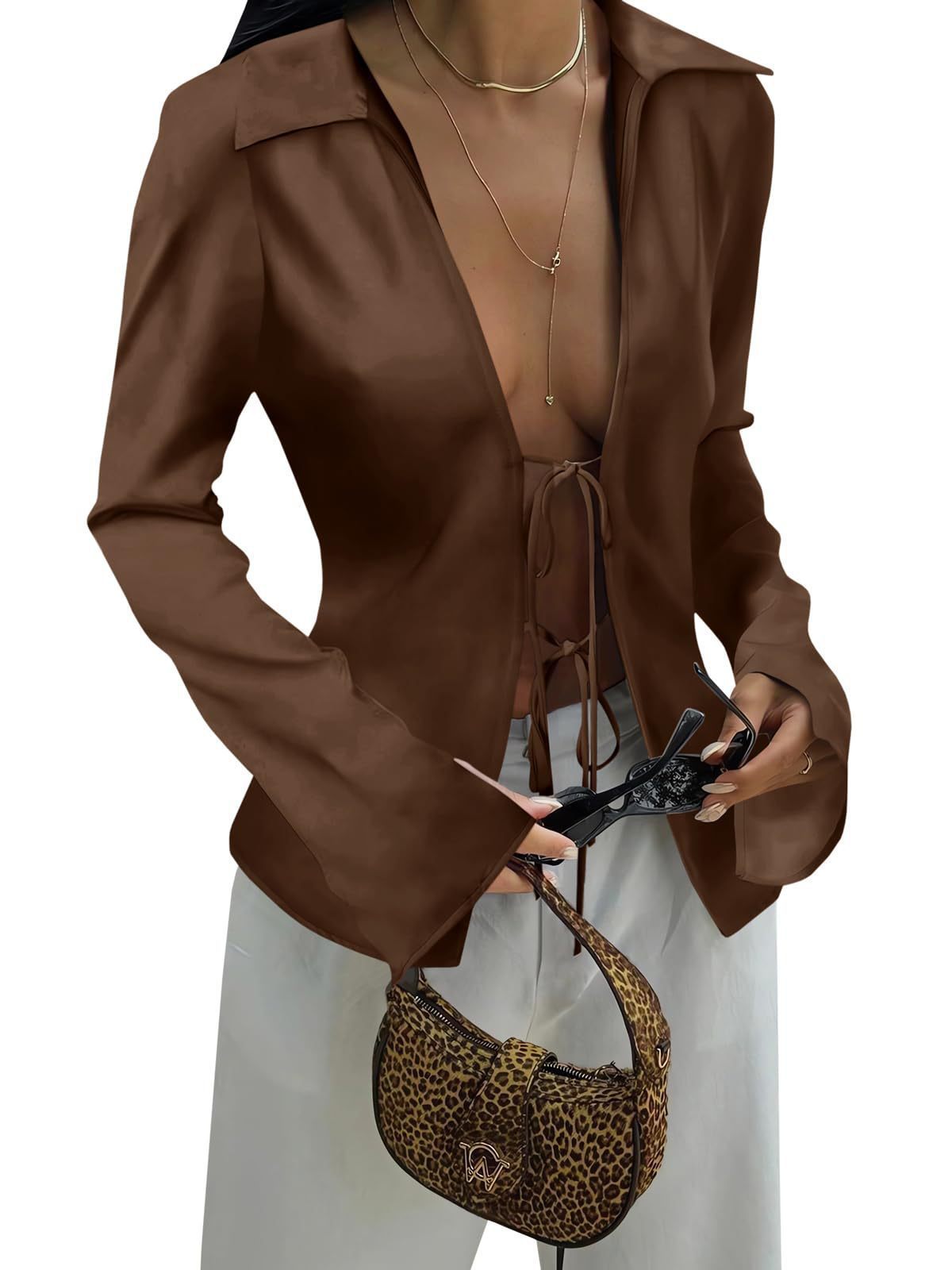 Damen-Bluse Elegant mit Schnürung und Weitem Ärmel Berg-Feldt
