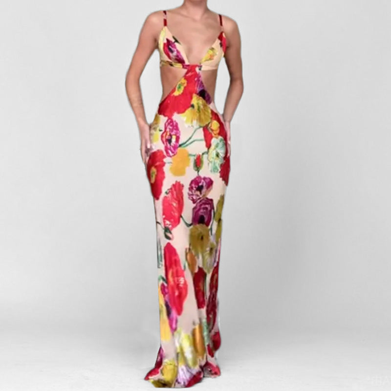 Robe longue femme à décolleté fleuri et fines bretelles berg-feldt