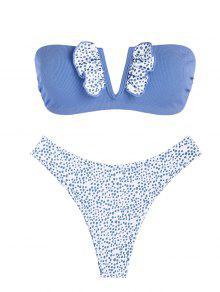 Haut de maillot de bain et bas de bikini femme Berg-Feldt à volants fleuris avec jambes hautes