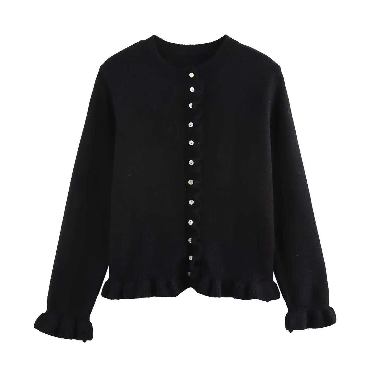 Cardigan femme Berg-Feldt avec ourlet à volants et patte de boutonnage
