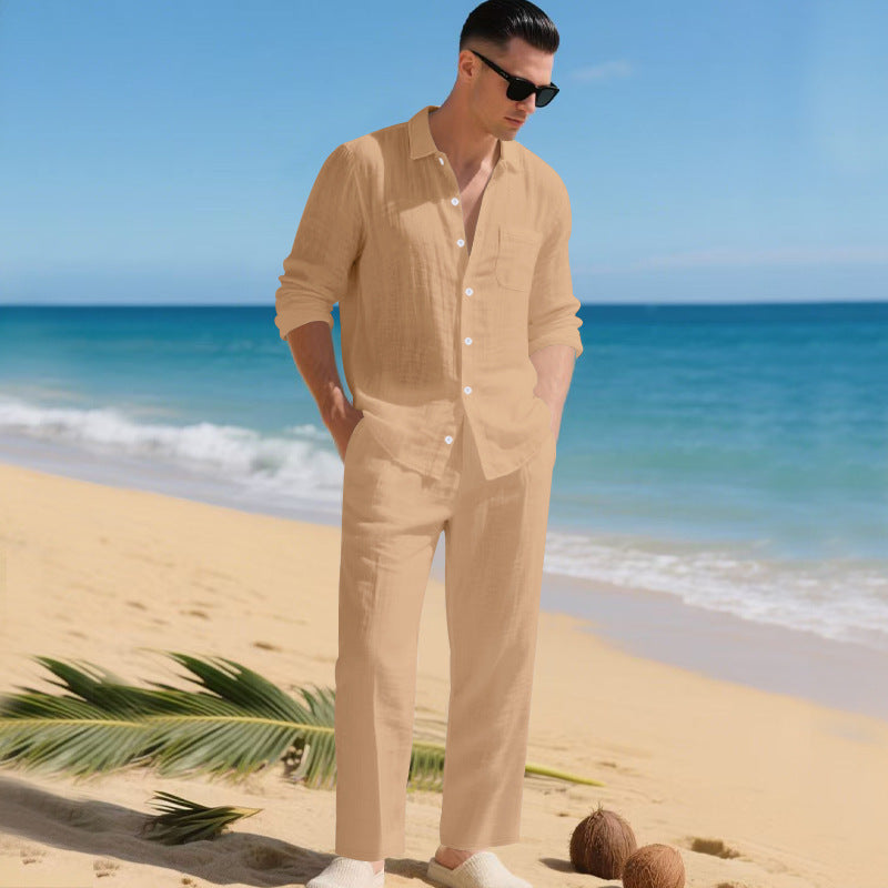 Herren leichtes Leinen-Outfit mit stilvollem Hemd und eleganter Hose Berg-Feldt