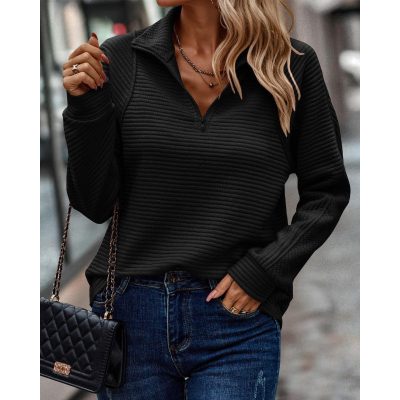 Pullover matelassé douillet pour femme avec col montant et demi-zip Berg-Feldt
