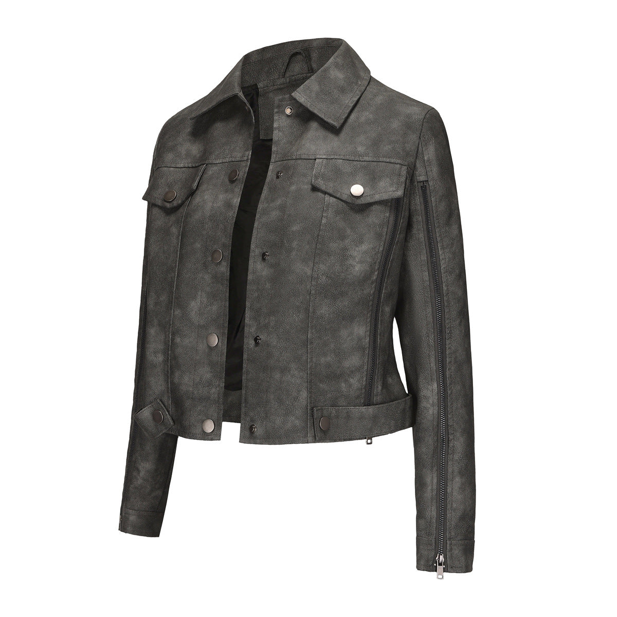 Veste courte femme tendance en similicuir avec détails zippés Berg-Feldt