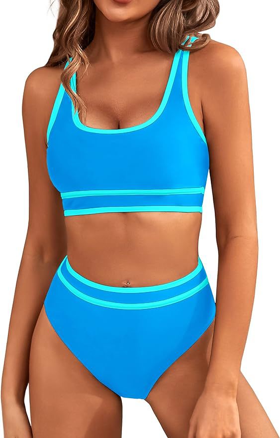 Haut de maillot de bain sportif pour femme avec larges bretelles et échancrure haute de berg-feldt