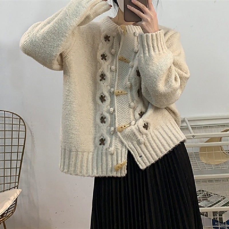 Berg-Feldt | Strick Strickjacke mit Blumenmuster