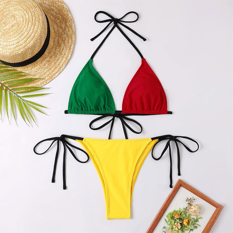 Ensemble de bikini pour femme avec haut triangle, bretelles réglables et motif coloré de berg-feldt